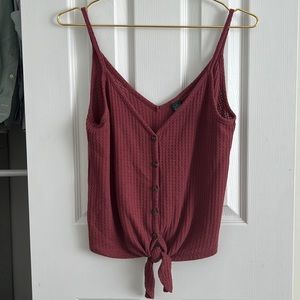 Wild Fable Waffle Cropped Maroon Tank Top